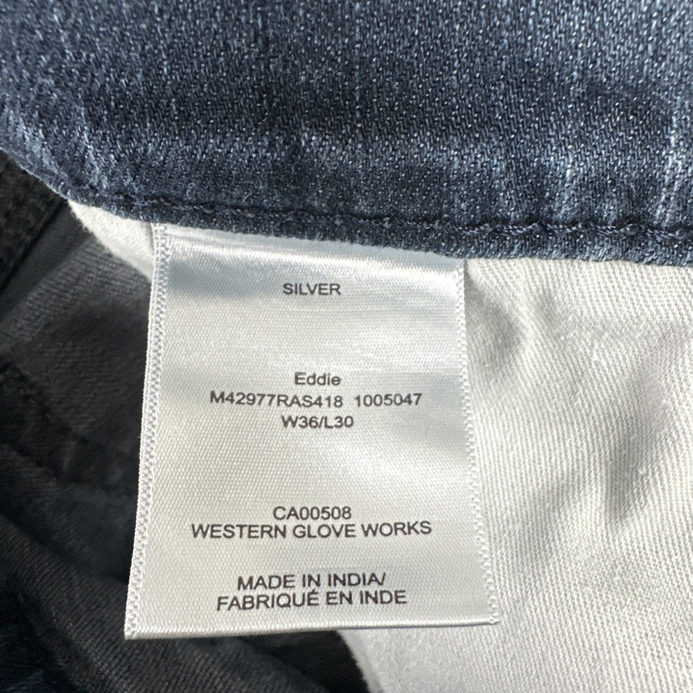 Silver Jeans Co Eddie Jeans Men 36x27* Blue Straight Leg Stretch Faded Whiskered - Picture 3 of 16